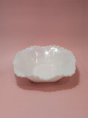 Milk Glass Diamond Point Bowl Ring of Fire Vintage